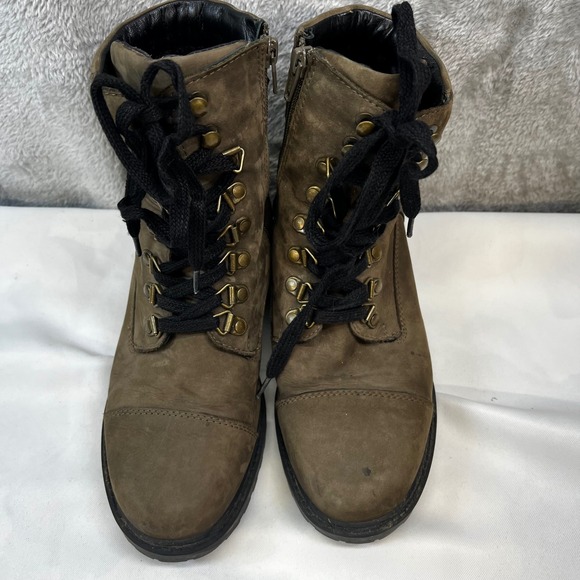 Steve Madden Rosario Olive Green Leather Lace Up Zip Combat Boots 8 Grunge - Picture 8 of 10